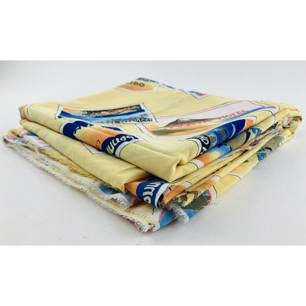 JoAnn Fabrics Yellow Hotels of the World Fabric 5 yards Beaches Italy Spain Japa - Picture 7 of 10